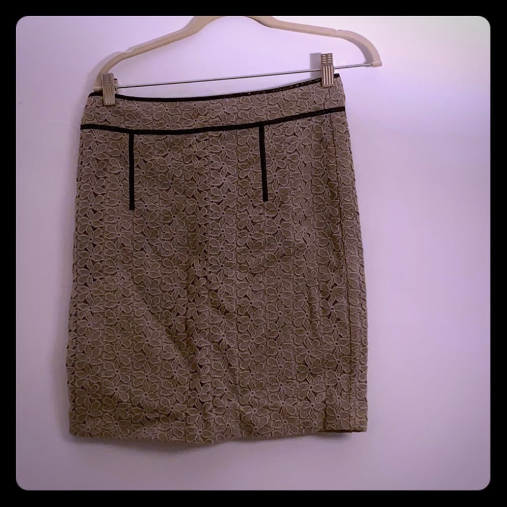 Banana Republic, tan, flower embroidered skirt